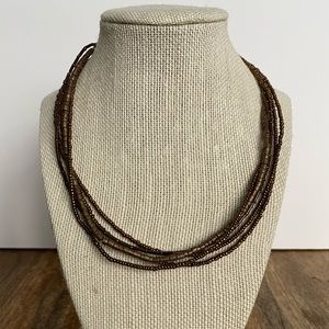 Brown Glass Bead Layered Necklace